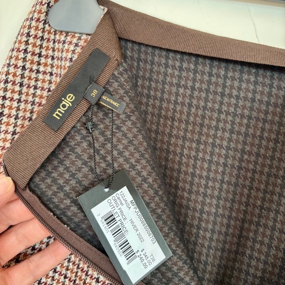 MAJE Jaisa Brown Houndstooth
Pattern Slit Midi Skirt - Picture 10 of 16